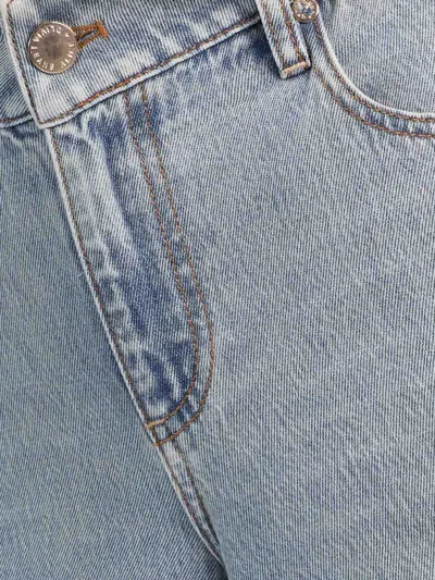 Alice And Olivia Amazing Low Rise Baggy Jeans In Silver Light Wash In Blue