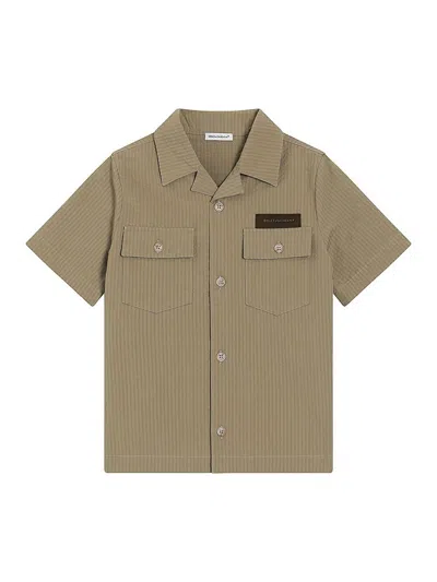 Dolce & Gabbana Striped Flap-pocket Shirt In Green