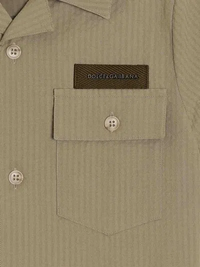 Dolce & Gabbana Striped Flap-pocket Shirt In Green