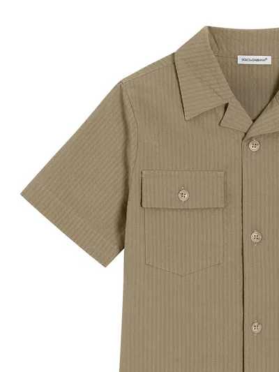 Dolce & Gabbana Striped Flap-pocket Shirt In Green