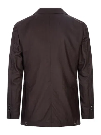 Montecore Double-breasted Peak-lapel Blazer In Brown