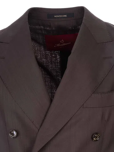 Montecore Double-breasted Peak-lapel Blazer In Brown