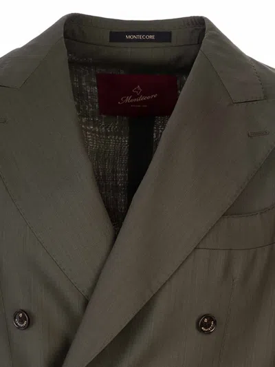 Montecore Double-breasted Peak-lapels Blazer In Gray