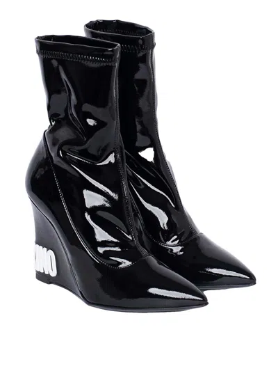 Moschino Ankle Boot Logo In Black