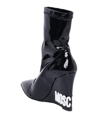 Moschino Ankle Boot Logo In Black