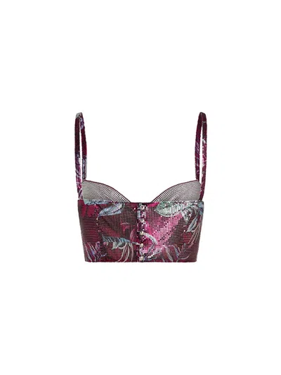 Rabanne Cropped Printed Chainmail Top In Multi