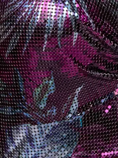 Rabanne Cropped Printed Chainmail Top In Multi