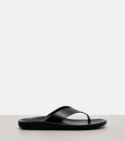 The Row Dune Classic Ginza Leather Flip Flops In Black