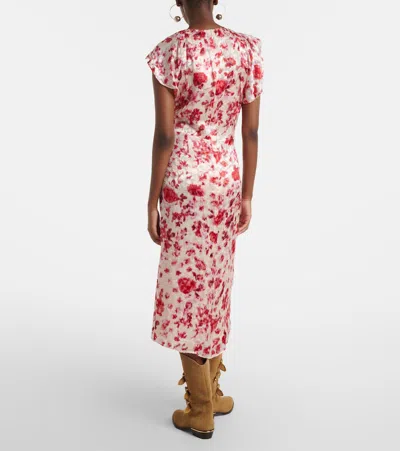 Isabel Marant Lindsay Floral Ruched Jacquard Midi Dress In Multi