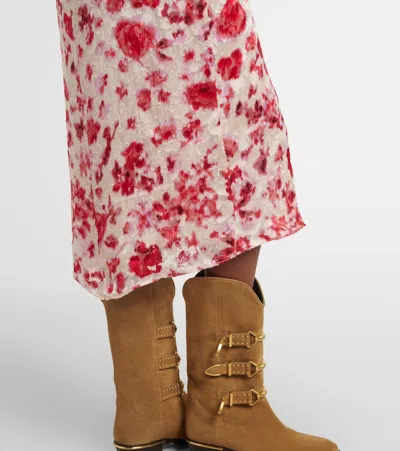 Isabel Marant Lindsay Floral Ruched Jacquard Midi Dress In Multi