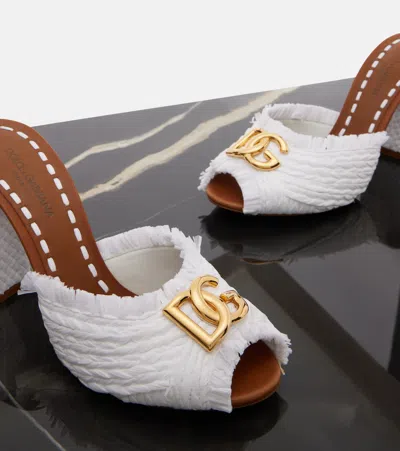 Dolce & Gabbana Raffia Mule In White