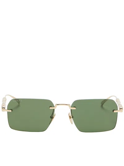 Gucci Frameless Rectangular Sunglasses In Gold