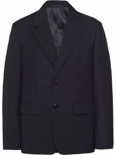 Prada Navy Single Breasted Blazer In Blue