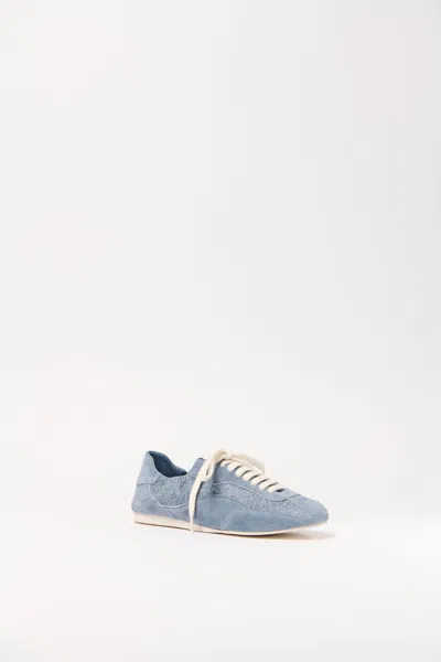 Simkhai Georgie Elasticized Denim Leather Sneaker In Blue
