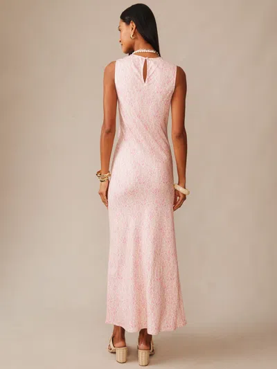 J.mclaughlin Women's Hadley Silk Blend Dress In Mini Sea Vine Bias Cream/pink