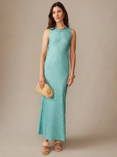 J.mclaughlin Women's Hadley Silk Blend Dress In Mini Sea Vine Bias Teal/aqua In Green