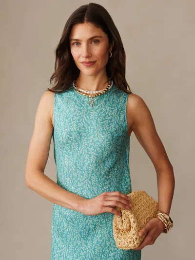 J.mclaughlin Women's Hadley Silk Blend Dress In Mini Sea Vine Bias Teal/aqua In Green