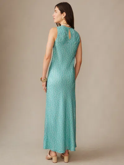 J.mclaughlin Women's Hadley Silk Blend Dress In Mini Sea Vine Bias Teal/aqua In Green