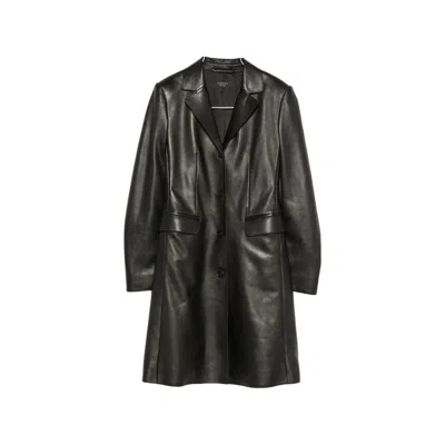 Gucci Leather Single-breasted Coat In Black
