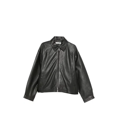 Cole Buxton Leather Zip-up Jacket In Multi