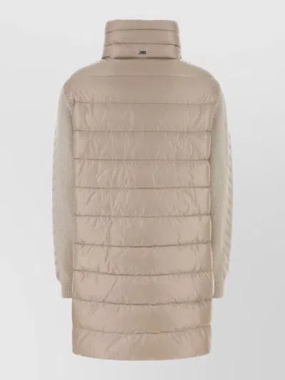 Herno High Collar Nylon Quilted Down Jacket In Brown