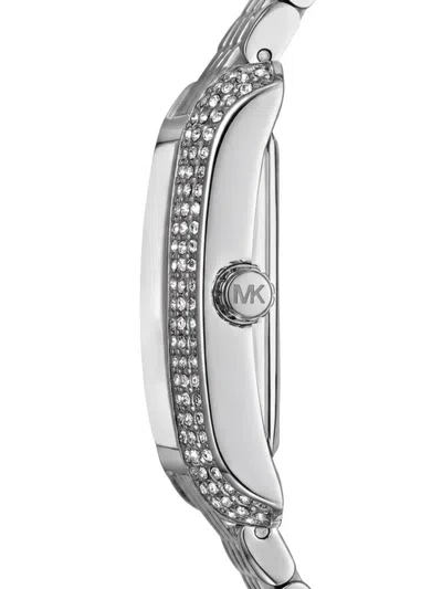 Michael Kors Embellished Rectangular 26mm Watch In Metallic