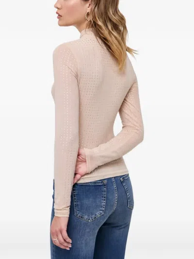 Bardot Stud-embellished High-neck Top In Neutral