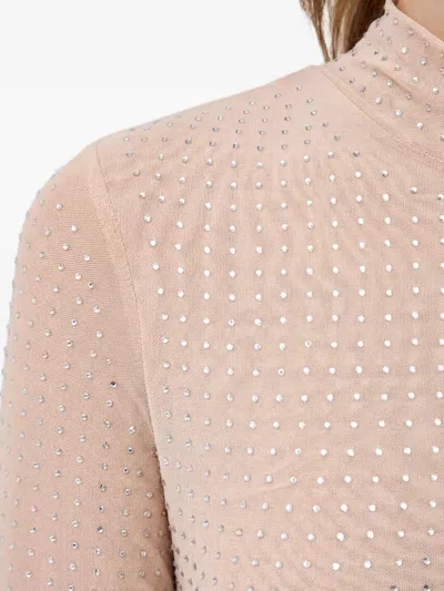 Bardot Stud-embellished High-neck Top In Neutral