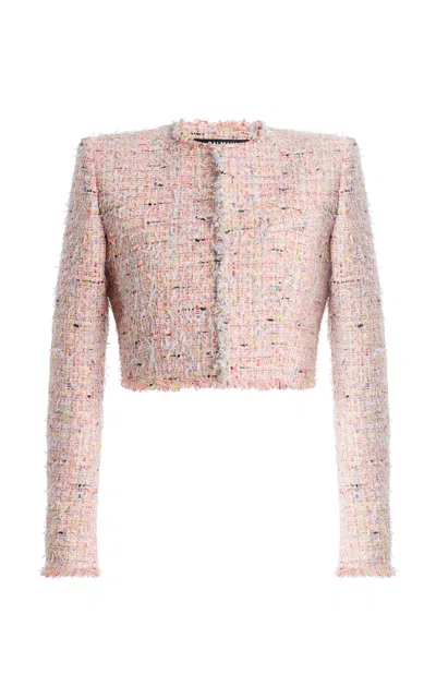 Balmain Tweed Blazer In Nylon-cotton Blend With Cupro Lining In Pink