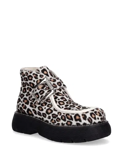 Msgm Buckle Leopard-print Boots In Black