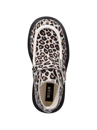 Msgm Buckle Leopard-print Boots In Black