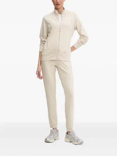 Ea7 Logo-detail Zip-up Sweatshirt In Neutral