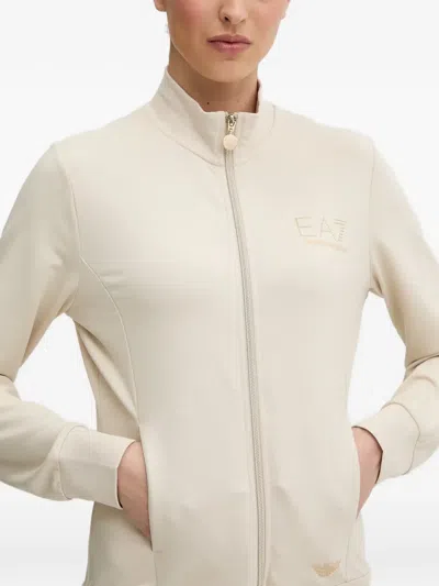 Ea7 Logo-detail Zip-up Sweatshirt In Neutral