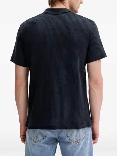 Samsoe & Samsoe Button Textured Polo Shirt In Blue