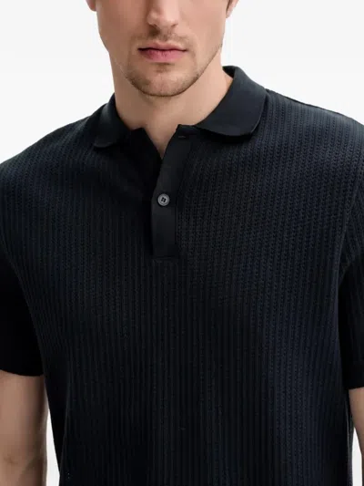 Samsoe & Samsoe Button Textured Polo Shirt In Blue