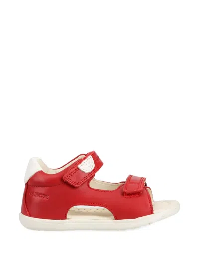Geox Hook Loop Sandals In Red