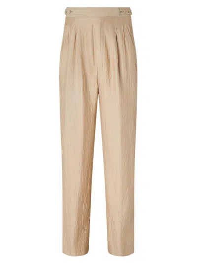 Zegna Silk Pants In Brown