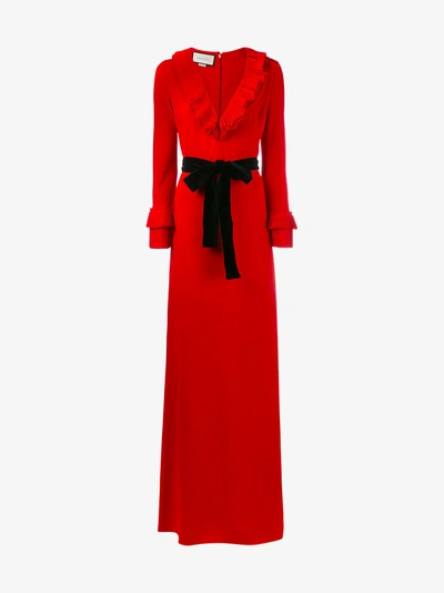 Shop Gucci Pleated Ruffle Gown