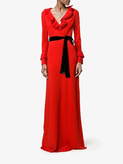 Shop Gucci Pleated Ruffle Gown