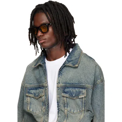 Off-white Shiny Black Acetate Sunglasses In Pattern