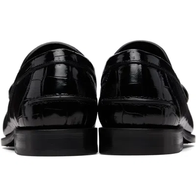 Versace Medusa Croc-effect Leather Loafers In Black