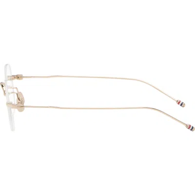 Thom Browne Gold Titanium Rectangular Rimless Glasses In Orange