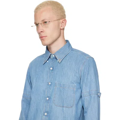 Thom Browne Gold Titanium Rectangular Rimless Glasses In Orange