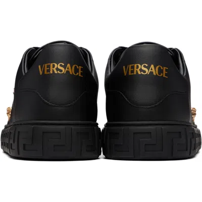 Versace Black Greca Embellished Nylon Faux-leather Sneakers In Black