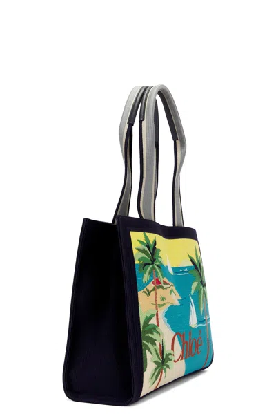 Chloé Printed Leather-trimmed Canvas Shoulder Bag In Pattern