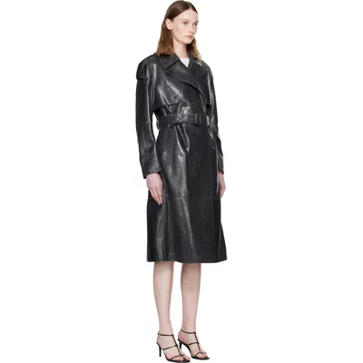 Mackage Black Carmela-snk Snake Pattern Leather Coat In Black