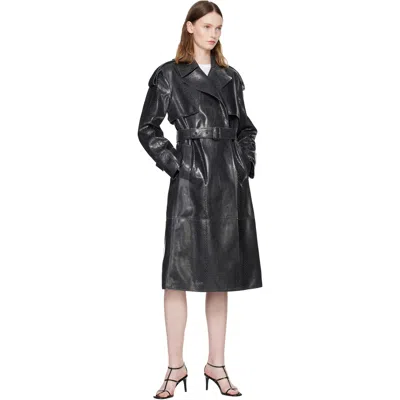 Mackage Black Carmela-snk Snake Pattern Leather Coat In Black