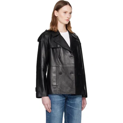 Mackage Black Dolores Double-breasted Leather Jacket In Multi