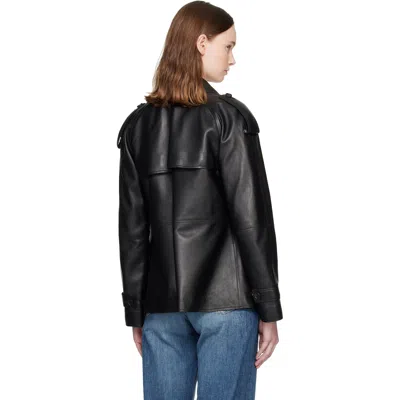 Mackage Black Dolores Double-breasted Leather Jacket In Multi