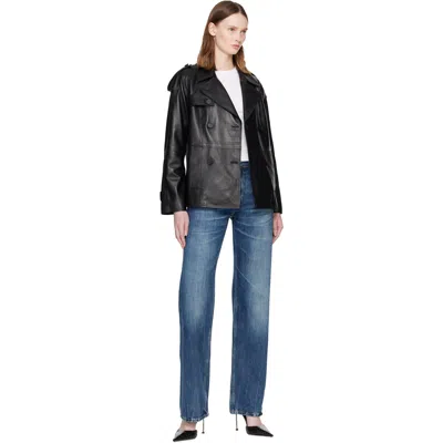 Mackage Black Dolores Double-breasted Leather Jacket In Multi